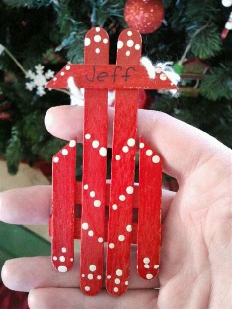 Sled Ornaments Out Of Popsicle Sticks