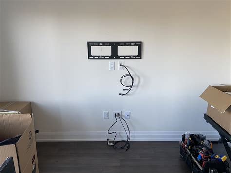 Tv Wires Hidden In The Wall Following Building Code Tv Wall Mount