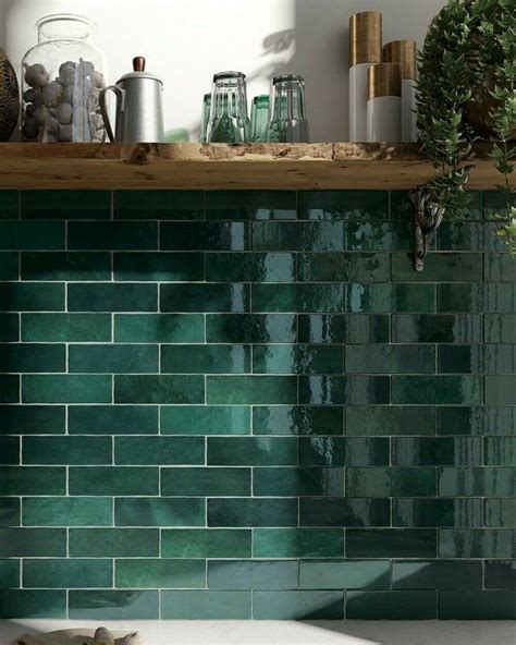 Full Tile Sample Zellij Gloss Green Moroccan Wall Tiles 65 X 20cm