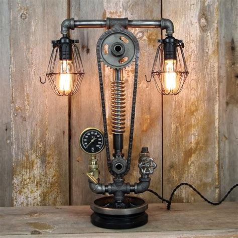 Steampunk Industrial Lamp In A Lamp Post Style Steampunk Table Lamp