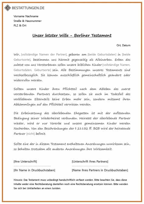 Das testament regelt den persönlichen nachlass. Testament Handschriftlich Muster