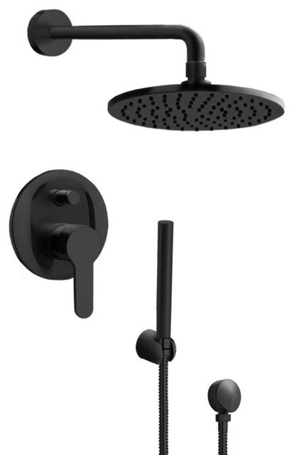 Select wide range of rain and rainfall shower system in juno matte black thermostatic shower faucet rain & waterfall shower with slide bar what size rain shower head should i get? TheBathOutlet Matte Black Shower System with 8" Rain ...