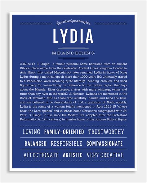 Lydia Classic Name Print Classic Names Names With Meaning