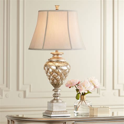 Barnes And Ivy Traditional Table Lamp With Nightlight Led 33 75 Tall Mercury Glass Off White