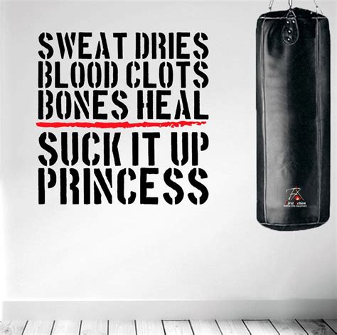 Sweat Dries Wall Decal Quote Muay Thai Boxing Gym Training Kickboxing