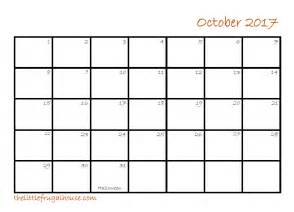 Free October Calendar Printable The Little Frugal House