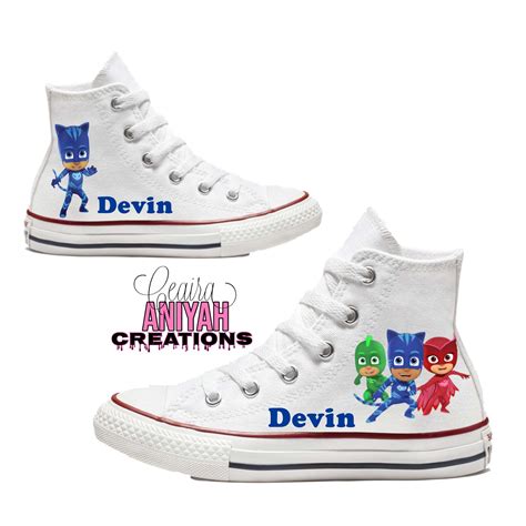 Pj Masks Inspired High Top Shoes Custom Personalized Name Etsy