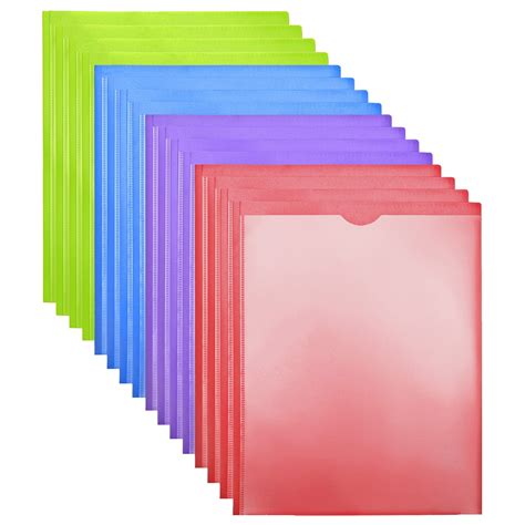 Rywesniy 3 Prong Pocket Folders With Clear Front Pocketheavy Duty Plastic Folders，assorted
