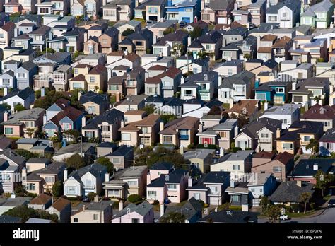 Aerial View Above Residential Neighborhood Westlake Daly City
