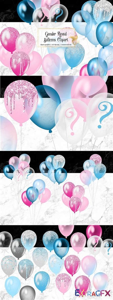 Gender Reveal Balloons Clipart 474859 Extragfx Free Graphic Portal
