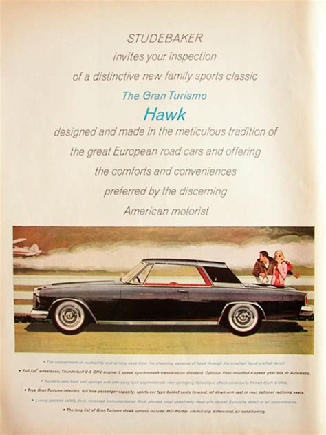 Insomniac Garage Classic Ads 1962 Studebaker Gran Turismo Hawk