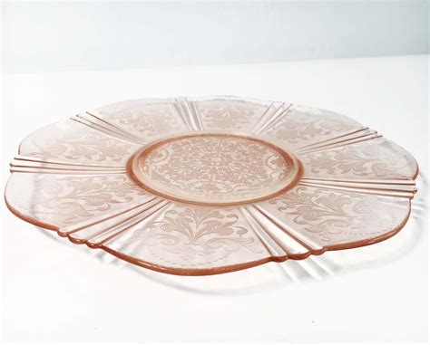 Blush Pink Depression Glass Platter American Sweetheart Cake Plate