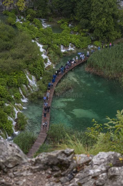Plitvice Lakes National Park Waterfall Lake Walkway Forest Green