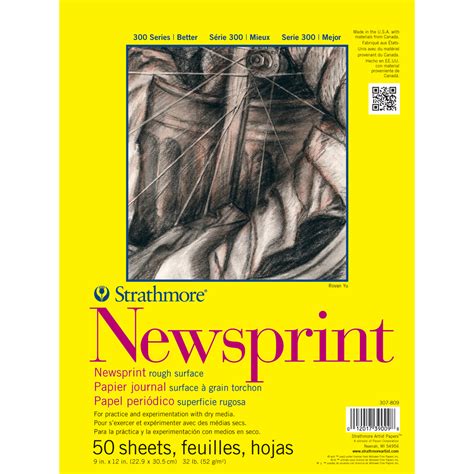 Strathmore Rough Newsprint Paper Pad 9x12 50 Sheets 307809