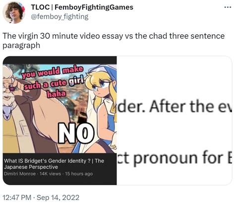 The Virgin 30 Minute Video Essay Vs The Chad Three Sentence Paragraph