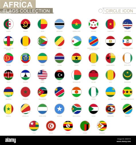 Alphabetically Sorted Circle Flags Of Africa Set Of Round Flags