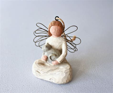 Angel Of Kindness Willow Tree Figurine Vintage Angel With Cat Resin