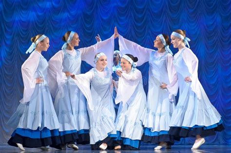 girls in white dresses dancing on stage russian national dance editorial image image of