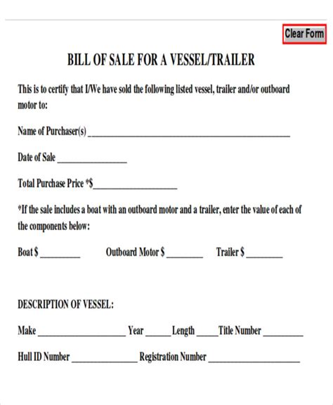 Free 7 Generic Bill Of Sale Templates In Ms Word Pdf