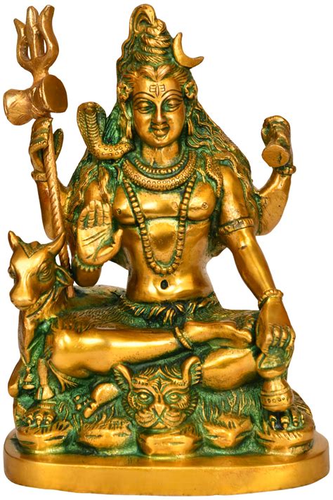 Lord Shiva Seated On Lion Skin With Nandi Exotic India Art