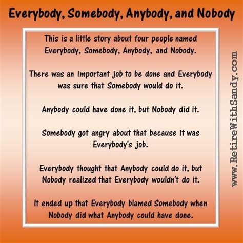 Everybody Somebody Anybody And Nobody Designs By Sandy Pinterest