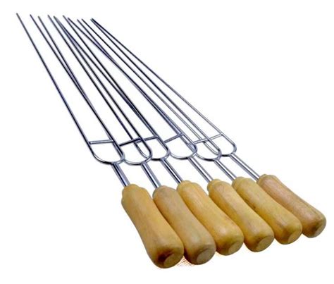 Top Quality 6pcsset U Bbq Roast Barbecue Needle Skewers Wooden Handle