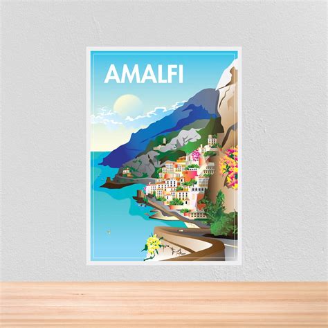 Travel Poster Of The Amalfi Coast Travel Print Of The Amalfi Etsy