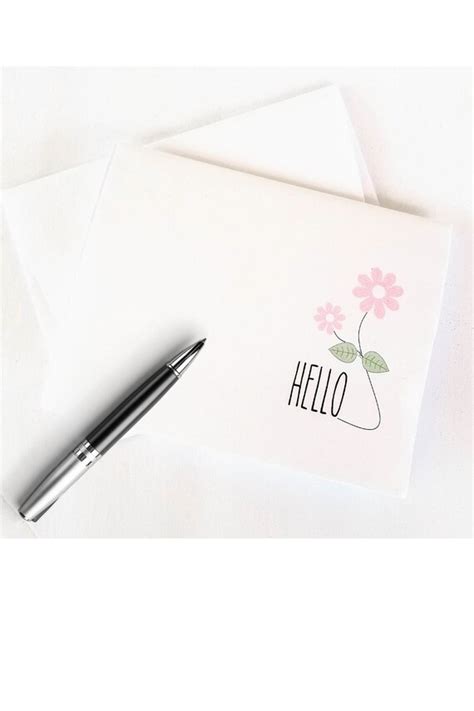 Set Of 8 Blank Note Cards And Envelopes Two Of Each Design Hello Etsy