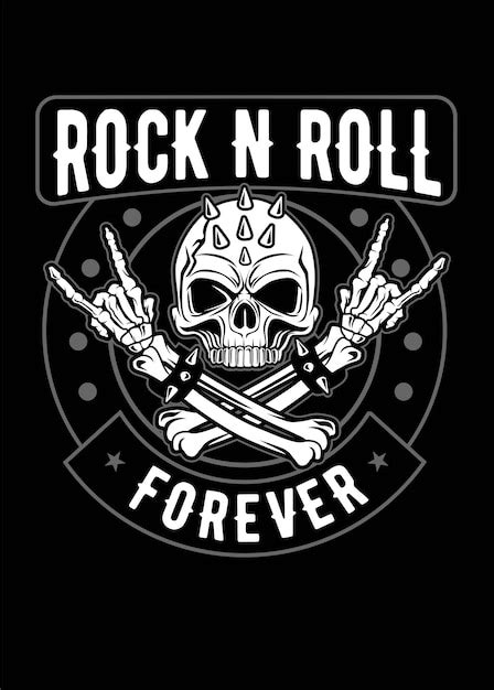 Crânio De Rock And Roll Vetor Premium