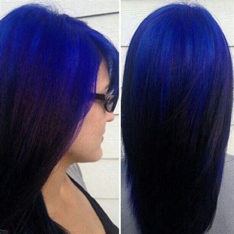 2 Blue And Black Reverse Ombre Hair People Pinterest Liked On