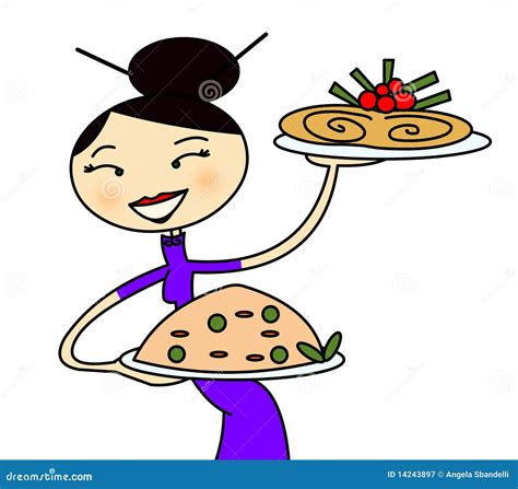 Chinese Restaurant Poster With Waitress In Kimono Cartoon Vector