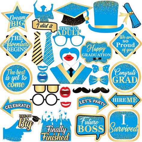 Buy Katchon Blue Graduation Photo Booth Props 2023 Pack Of 33