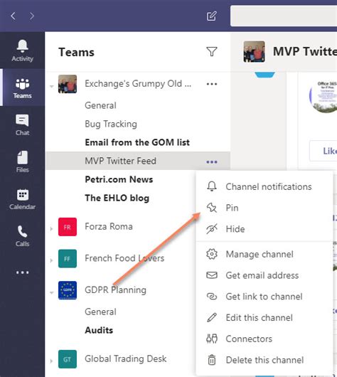 Teams Pinned Channels Highlight Favorite Discussions Office 365 For