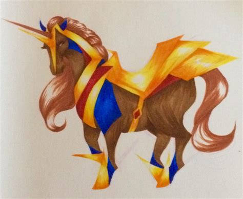 Warrior Unicorn Original Sketch With Marker Original Art Art