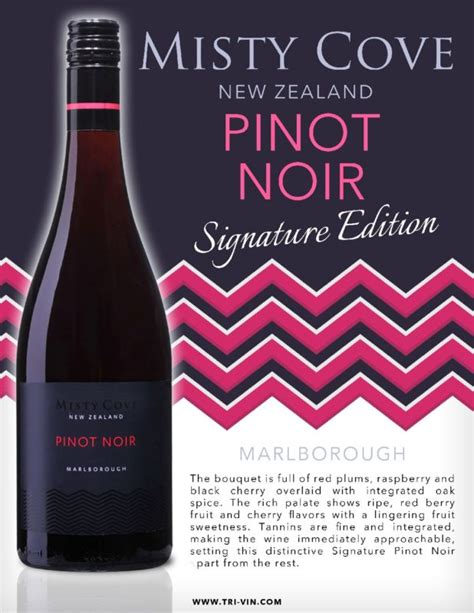 Misty Cove Pinot Noir Signature 16ss Tri Vin Imports Inc Wines