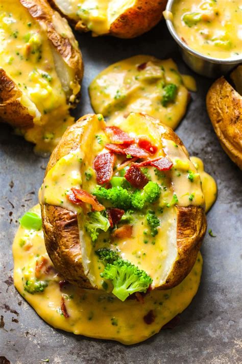 Baked Potatoes With Loaded Broccoli Bacon Cheese Sauce