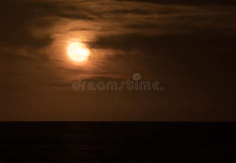 Full Moon Over The Ocean Stock Image Image Of Dark Cloudy 80179373