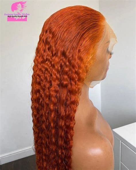 Curly Orange Ginger Human Hair Lace Front Wig Density Etsy