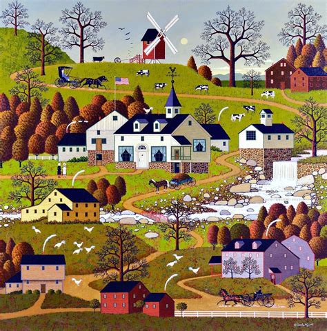 Charles Wysocki Windmill Americana Art Folk Art Naive Art
