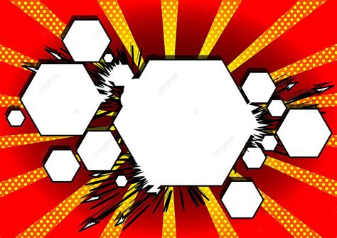 Vector Illustrated Retro Comic Book Background Hexagon Shaped Bubble