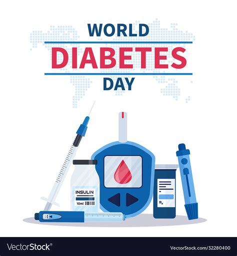 World Diabetes Day Banner Or Flyer With Insulin Vector Image