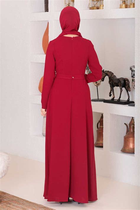 Neva Style Claret Red Turkish Muslim Wedding Dress 32150br