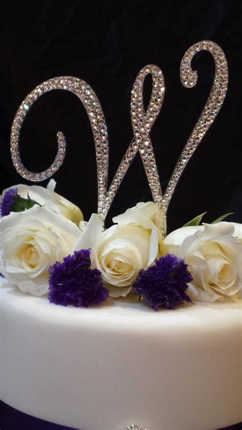 5 inch tall monogram wedding cake topper elegant fontscrystal swarovski crystal rhinestone