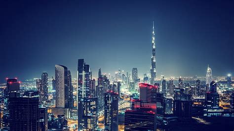 Online Crop Hd Wallpaper Dubai City Lights 8k Uae Downtown