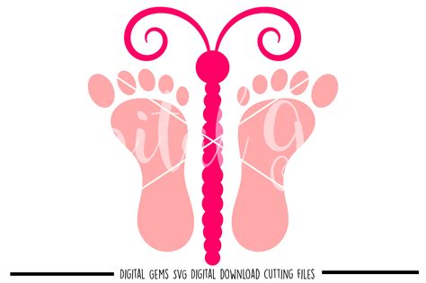 Butterfly footprint SVG / PNG / EPS / DXF files