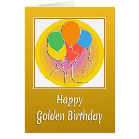 Golden Birthday Card With Balloons Zazzle