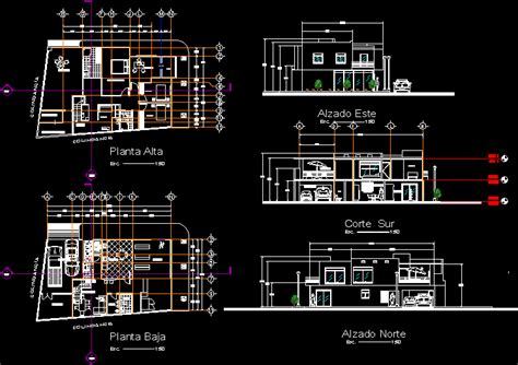 Casa Habitacion En AutoCAD Librería CAD
