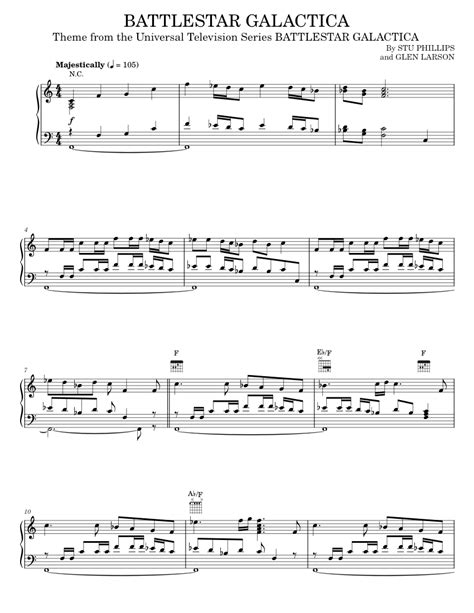 Battlestar Galactica Sheet Music For Piano Music Notes