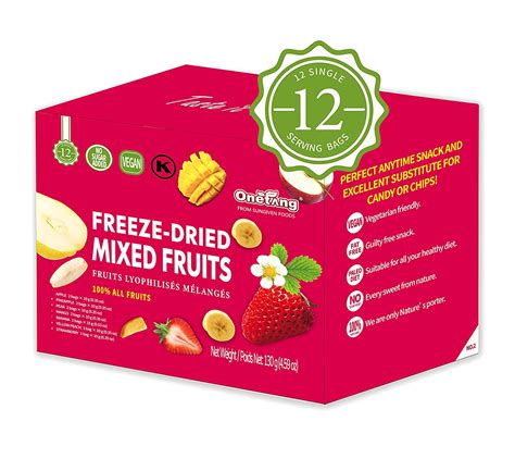Buy Onetang Freeze Dried Mixed Fruit 12 Pack Single Serve Pack Non Gmo Kosher No Add Sugar