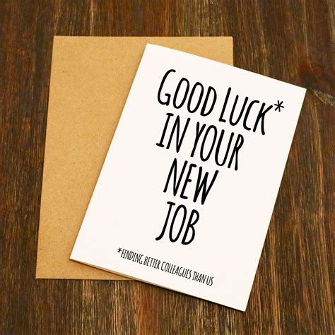 Good Luck In Your New Job Funny Leaving Card Elliebeanprints